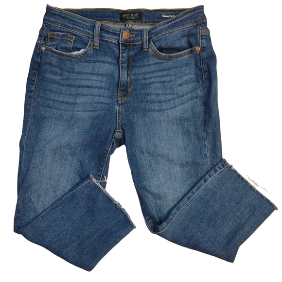 Judy Blue Denim - Judy Blue jeans mid rise Skinny fit Raw cut Capri jeans size 29 stretchy